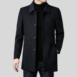 Men's Winter Wool-Blend Overcoat Single-Breasted Point Collar
