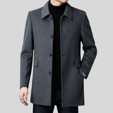 Men's Winter Wool-Blend Overcoat Single-Breasted Point Collar
