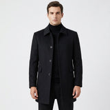 Men's Winter Wool-Blend Overcoat Single-Breasted Point Collar