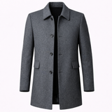 Men's Winter Wool-Blend Overcoat Single-Breasted Point Collar