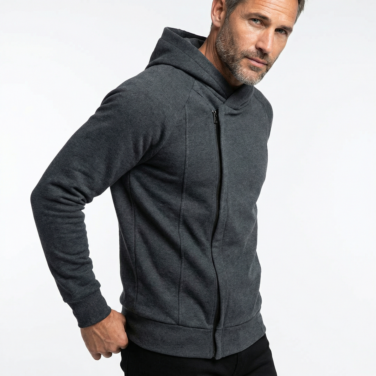 Men's Full-Zip Hoodie with Side Pockets