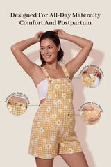 Harbor Bay Floral Maternity Short Overalls with Adjustable Straps