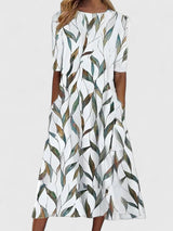 Capitola Floral Round-Neck Stretch Midi Dress