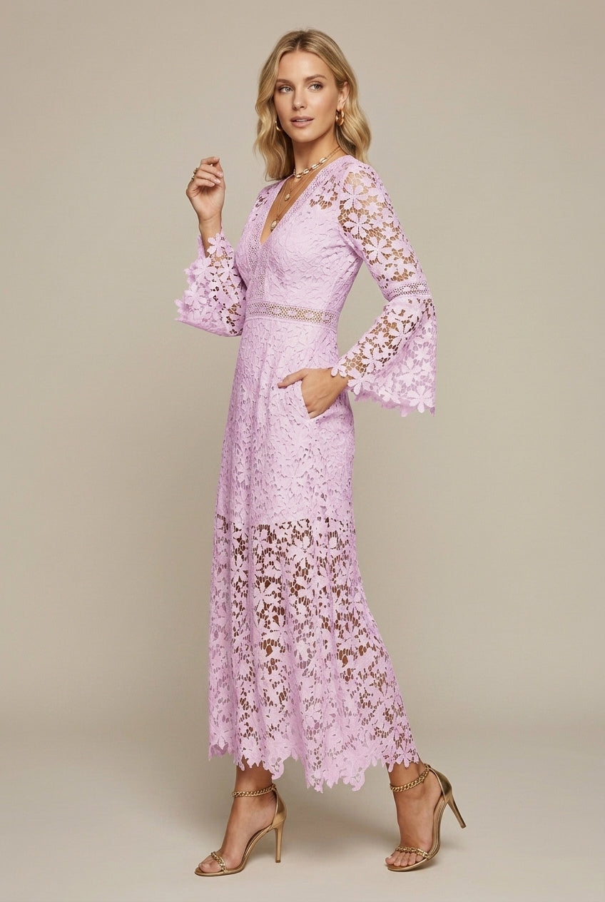 Lisbon Bay Guipure Lace V-Neck Sheath Dress