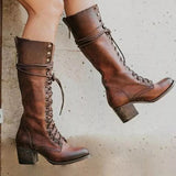 Telluride Lace-Up Leather Combat Boots with Side Zip