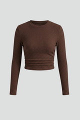 Fitted Long-Sleeve Crew Neck Crop Top