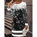Women's Christmas Sweater Dress Snowman Print Relaxed Fit