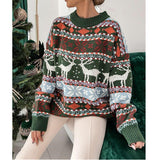 Women's Christmas Sweater Jacquard Knit Loose Fit