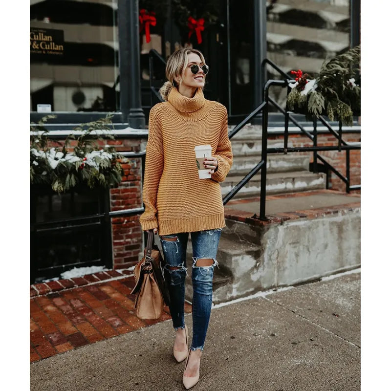 Breckenridge Chunky Ribbed Longline Turtleneck Sweater