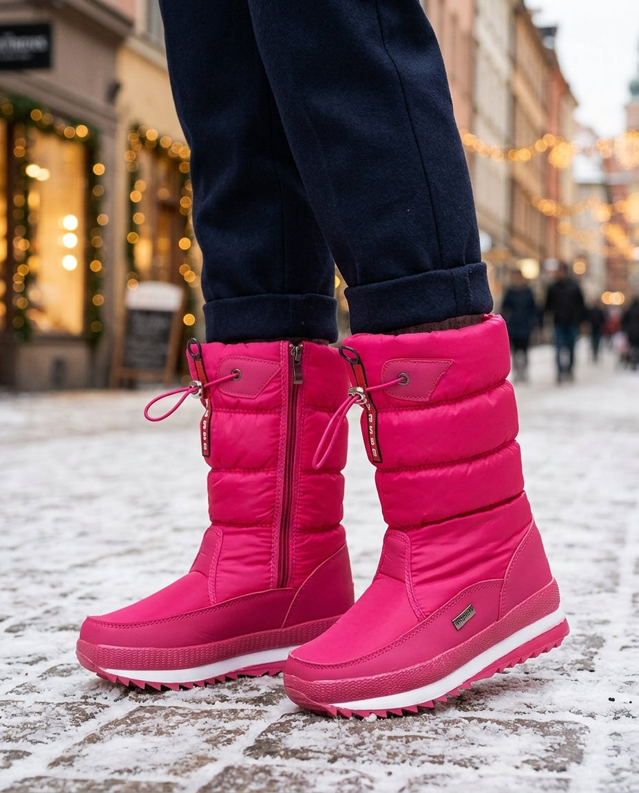 Women's Mid-Calf Quilted Winter Snow Boots with Side Zip