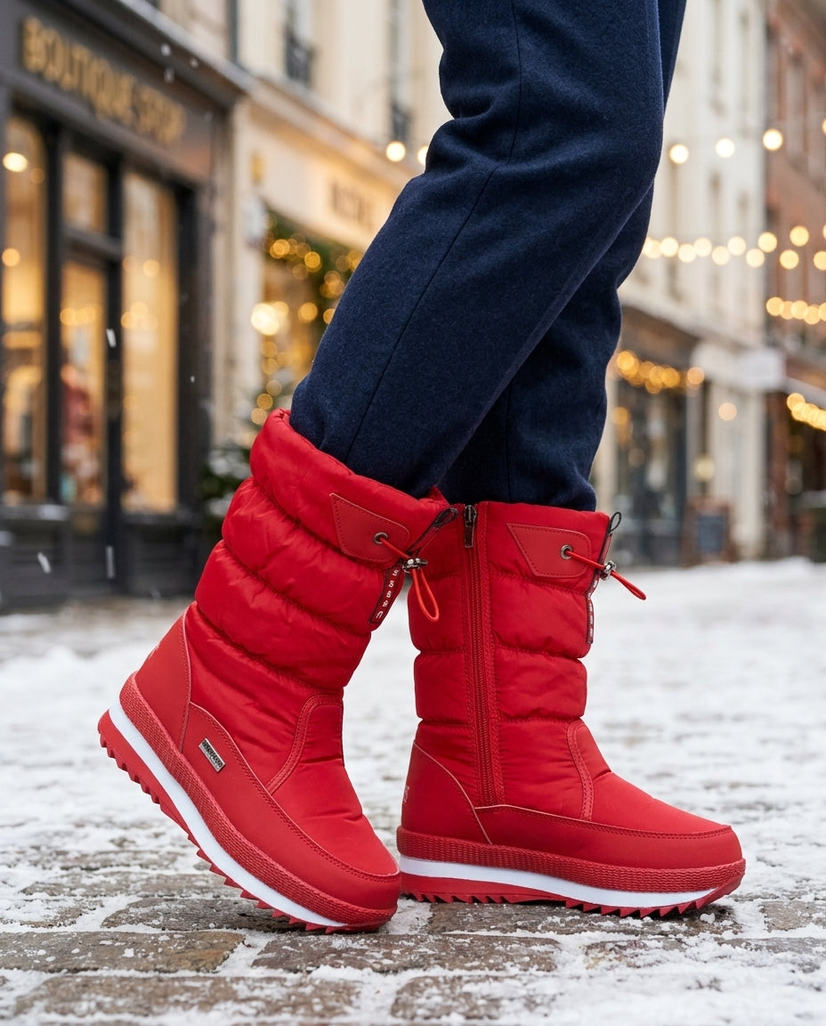 Women's Mid-Calf Quilted Winter Snow Boots with Side Zip