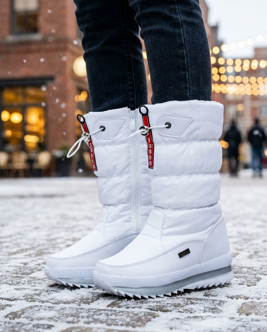 Women's Mid-Calf Quilted Winter Snow Boots with Side Zip