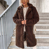 Women's Oversized Teddy Long Coat with Button Front