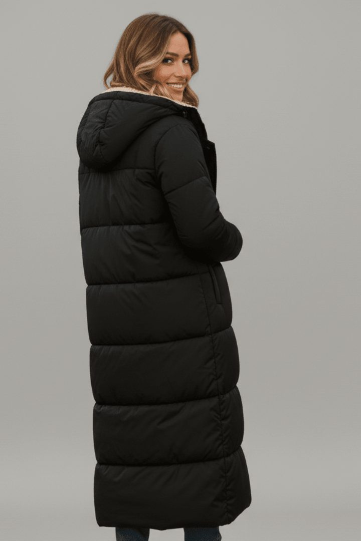 Women's Puffer Jacket Hooded Longline Quilted Coat