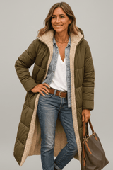 Women's Puffer Jacket Hooded Longline Quilted Coat