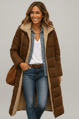 Women's Puffer Jacket Hooded Longline Quilted Coat