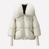 Women's Quilted Puffer Jacket with Detachable Faux Fur Collar