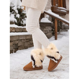 Women's Snow Boots with Faux Fur Cuff and Suede-Look Upper