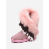 Women's Snow Boots with Faux Fur Cuff and Suede-Look Upper