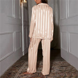 Women's Striped Long Sleeve Pajama Set Two-Piece
