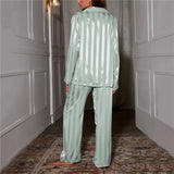Women's Striped Long Sleeve Pajama Set Two-Piece