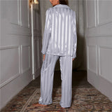 Women's Striped Long Sleeve Pajama Set Two-Piece