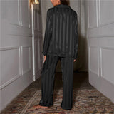 Women's Striped Long Sleeve Pajama Set Two-Piece