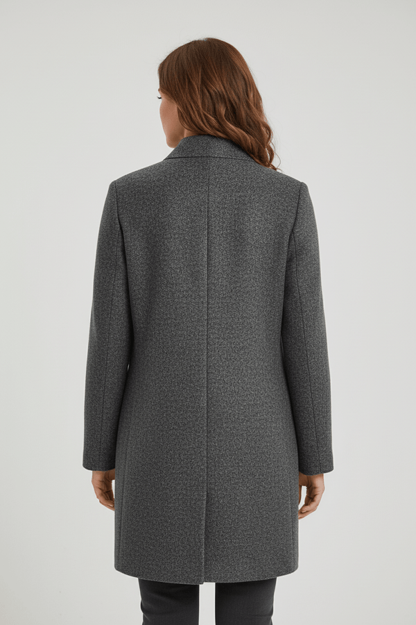 Women's Wool-Blend Tailored Overcoat with Stand Collar