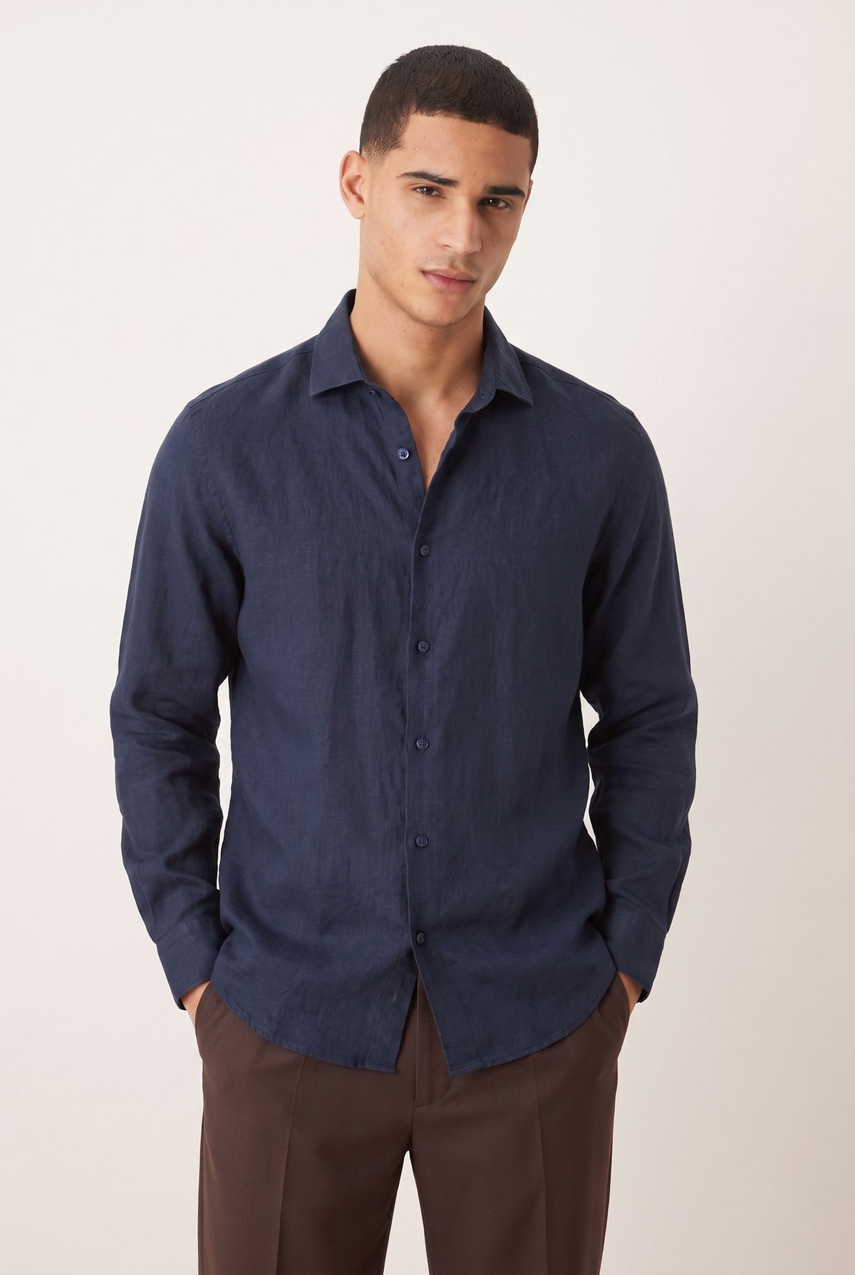 Ethan | Sculpted Stylish White Linen Shirt
