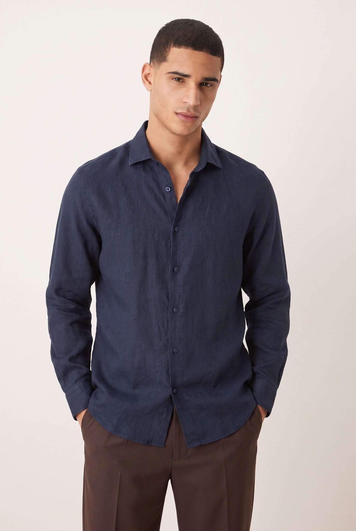 Ethan | Sculpted Stylish White Linen Shirt