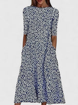 Capitola Floral Round-Neck Stretch Midi Dress